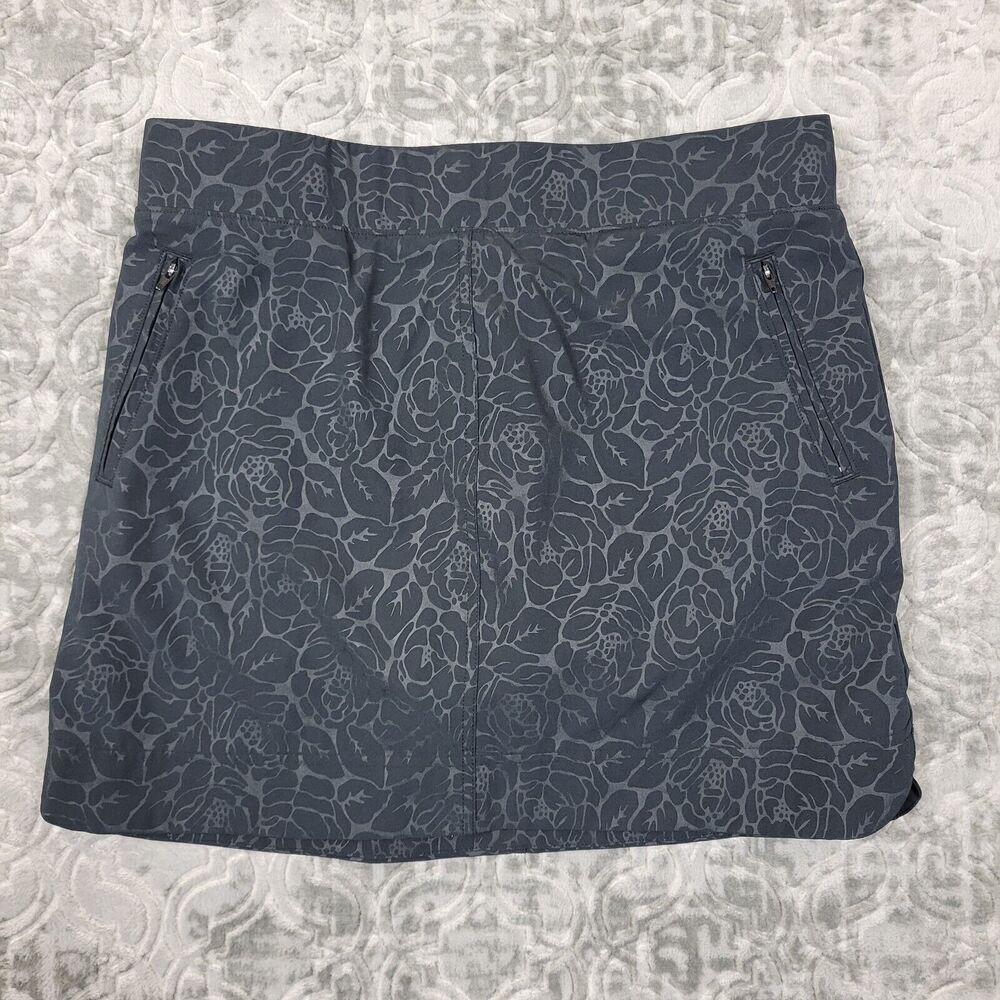 Orvis Skort Women's Large Black Embossed Pull On Skirt Shorts Outdoor Active